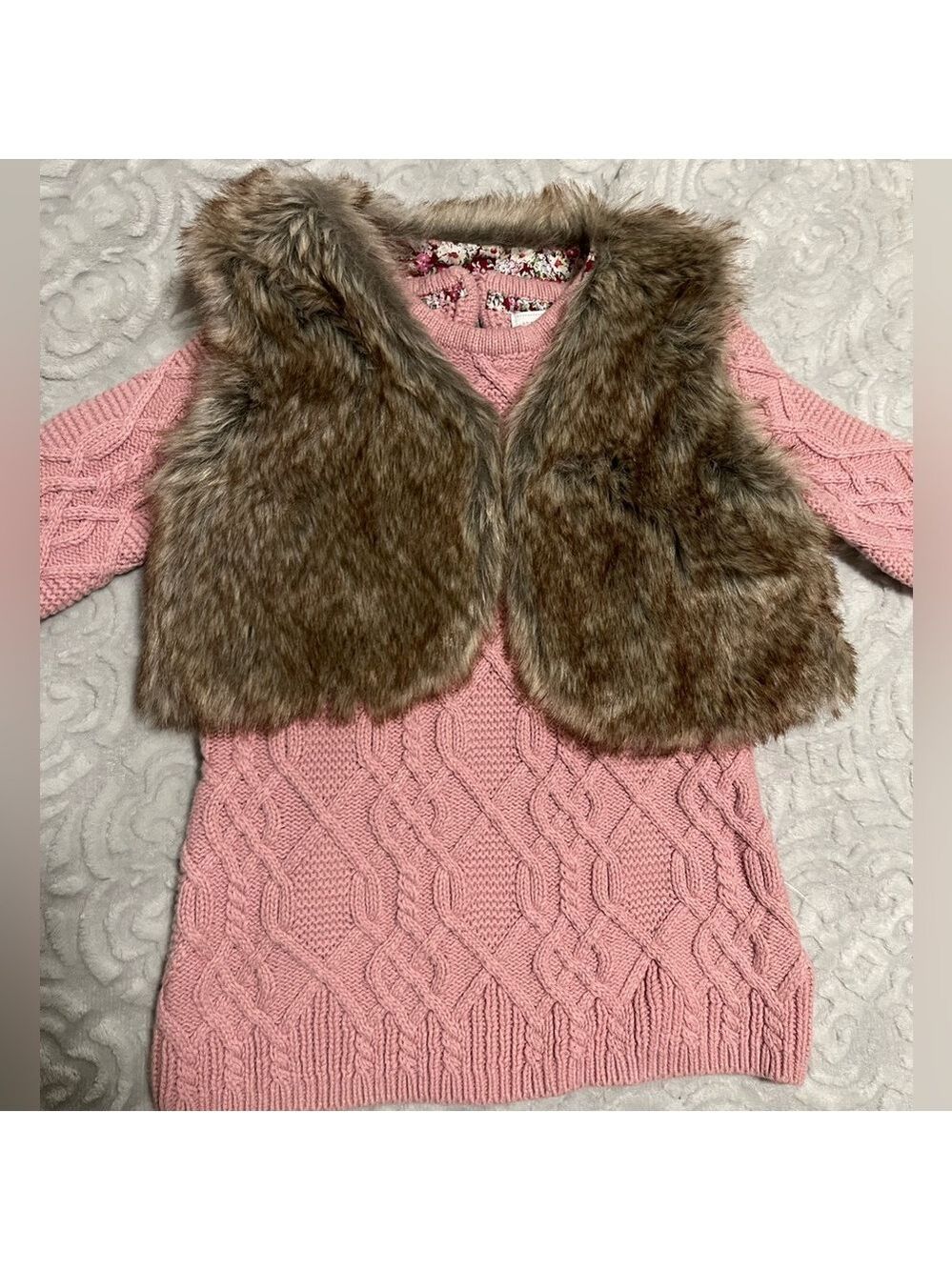 Adrienne Vittadini Toddler Sweaterdress & Faux Fur Vest. Super cute!